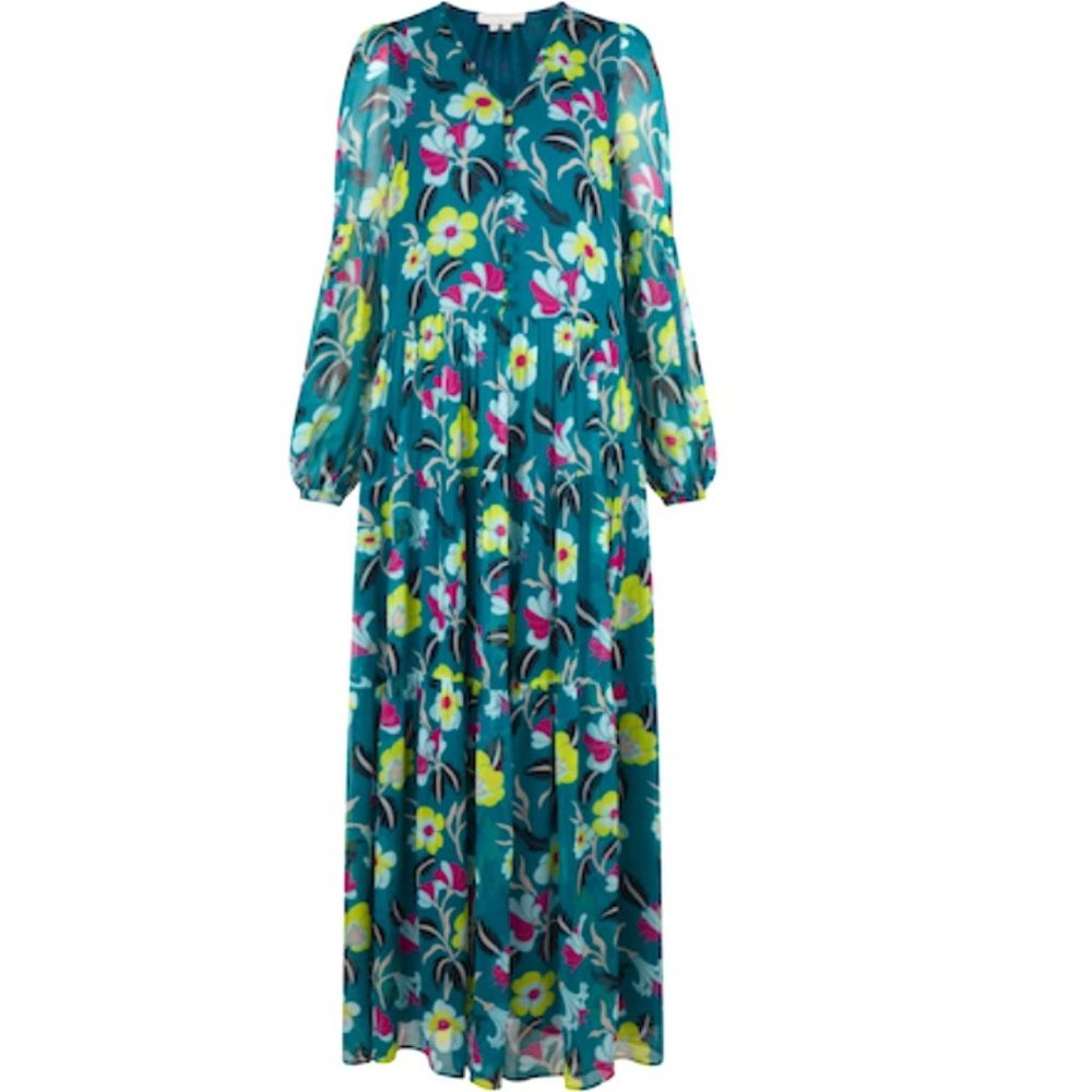 Anthropologie x Delpozo Floral Print Maxi Dress Flowy Feminine Romantic BohoChic